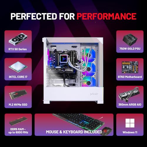Image of Skytech Gaming Archangel 5 Gaming PC, Intel i7 14700F 2.1GHz, NVIDIA RTX 5070 12GB, 1TB Gen4 NVMe SSD, 32GB DDR5 RAM 6000, 750W Gold PSU, 360 ARGB AIO, Wi-Fi, Win 11, Desktop
