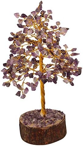 ZAICUSTiger Eye Crystal Tree - Gemstone and Crystals - Chakra Healing - Feng Shui - Meditation Tree - Gemstone Tree of Life - Handmade Spiritual Gift - Home & Office Décor (10 Inch Golden Wire)