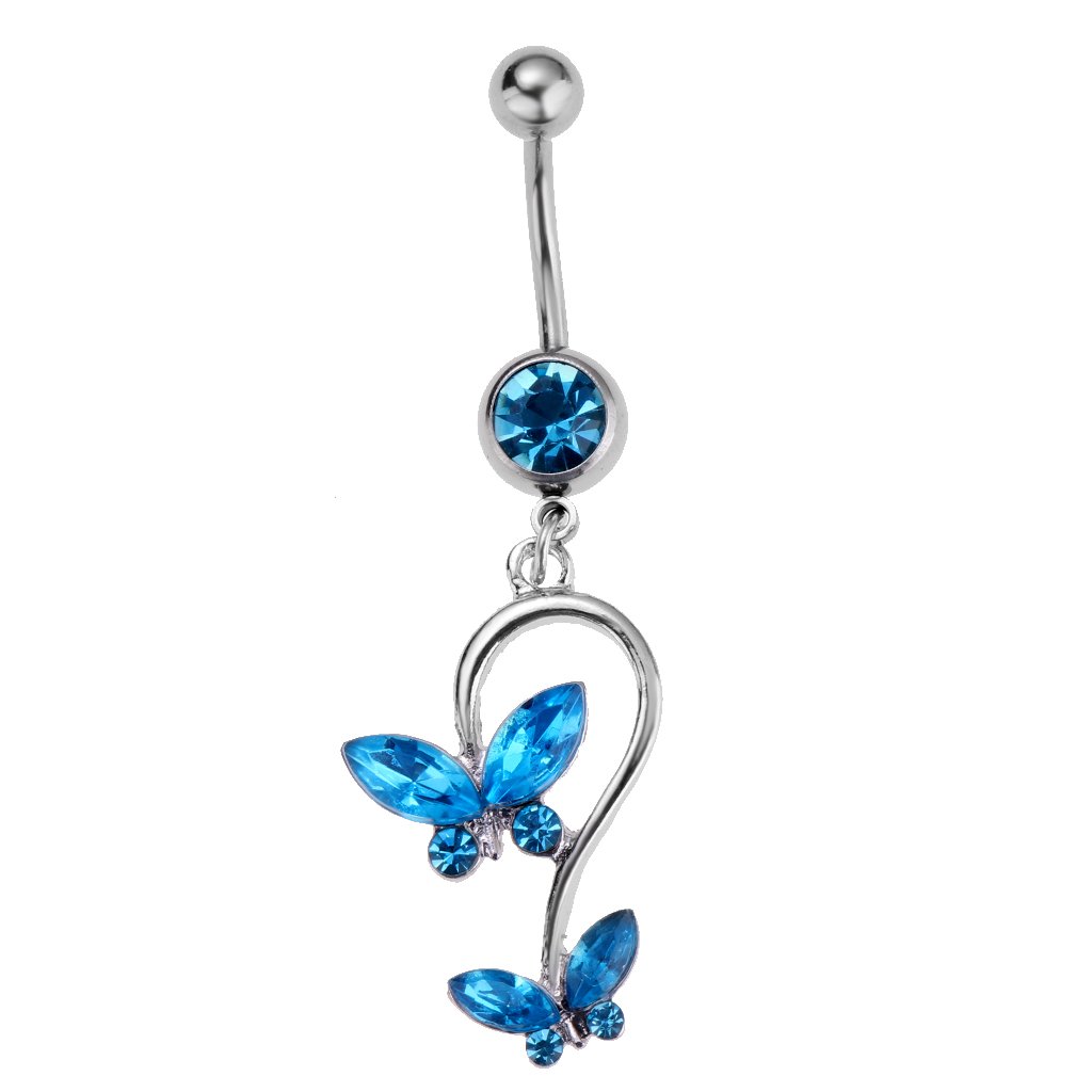 Piercing para ombligo con diseño de atrapasueños, mariposa, hoja, corazón, 5 unidades