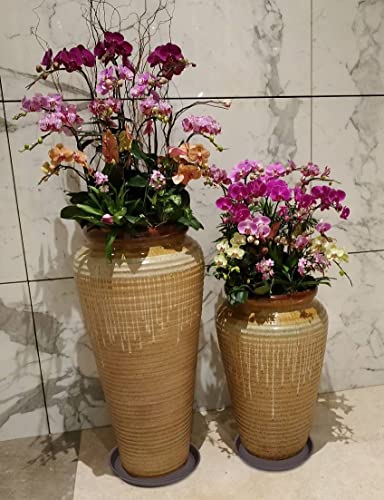 Angde Plant Saucer 16 Inch (13.5 Inch Base), 4 Pack Of 15 Plant Saucer, Heavy Duty Plastic Plant Saucers For Indoors 16" Round, Plant Tray For Pot, Pot Saucers For Planter 13-16" (Chocolate Brown) #TOP5