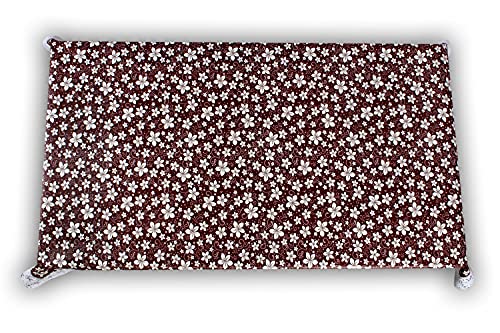 Image of The Furnishing Tree Waterproof PVC Rectangle Shaped Center Table Cover WxL 40x60 inches Floral Pattern Brown White with White Border lace