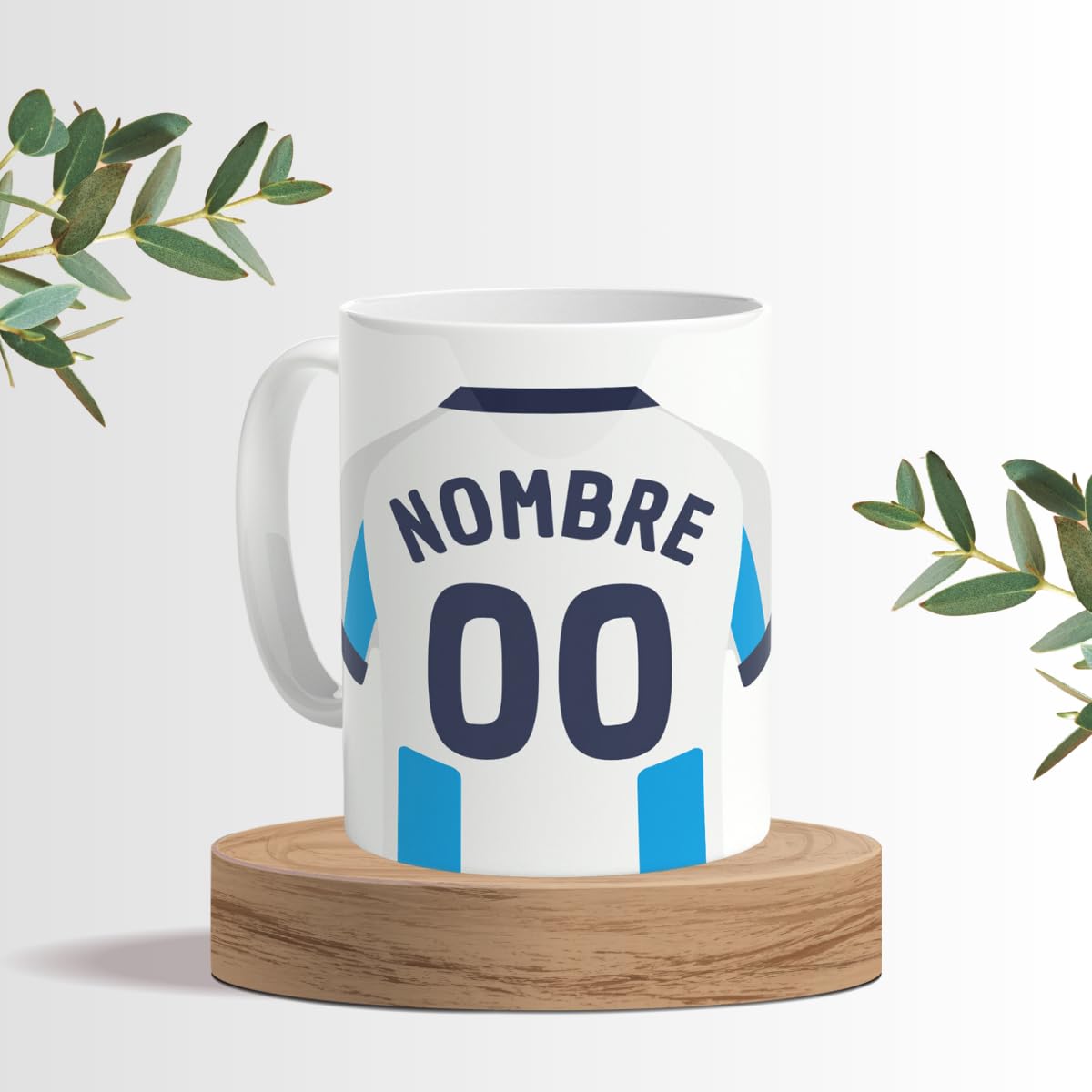 DEREGALOOS Taza Personalizada con nombre de Fútbol Sociedad. Tazas de Desayuno personalizada. Regalo Original para Aficionados del Futbol. Regalos Mundial Sociedad. Pulsera de regalo