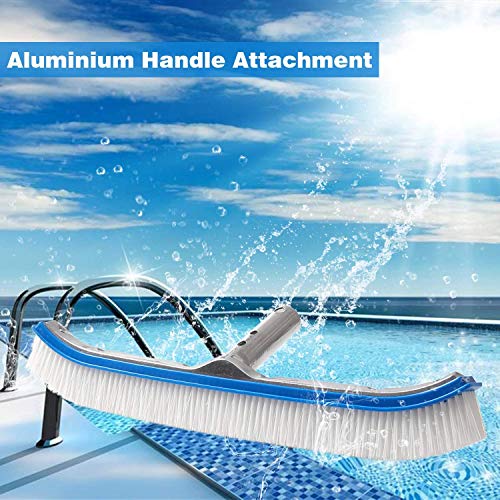GLORYA Swimming Pool Brush with 8ft Pole - 18\" Polished Nylon Bristles Pool Brush Head - Brush Designed for Cleans Walls Tiles and Floors - Thumbnail 3