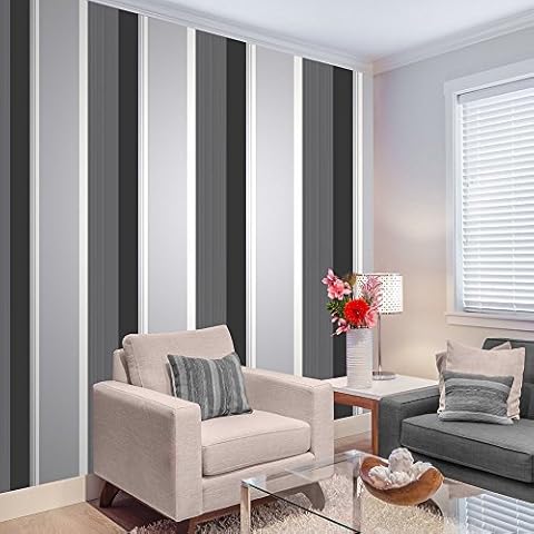 Luxury Modern Stripe Wallpaper in Charcoal Grey Cover