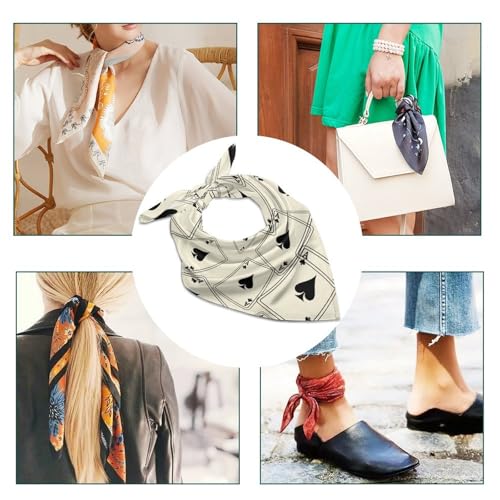 Poker Playing Card Bandana Kerchief for Women Colorful Square Scarf Lightweight Handbags Purse Scarves4