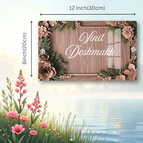 Image of Royal Personalized 12x8 Inch Golden Acrylic Door Name Plate - Elegant Design for Home, Office & Outdoor Entrances | Customizable Gift for Housewarming & Special Occasions