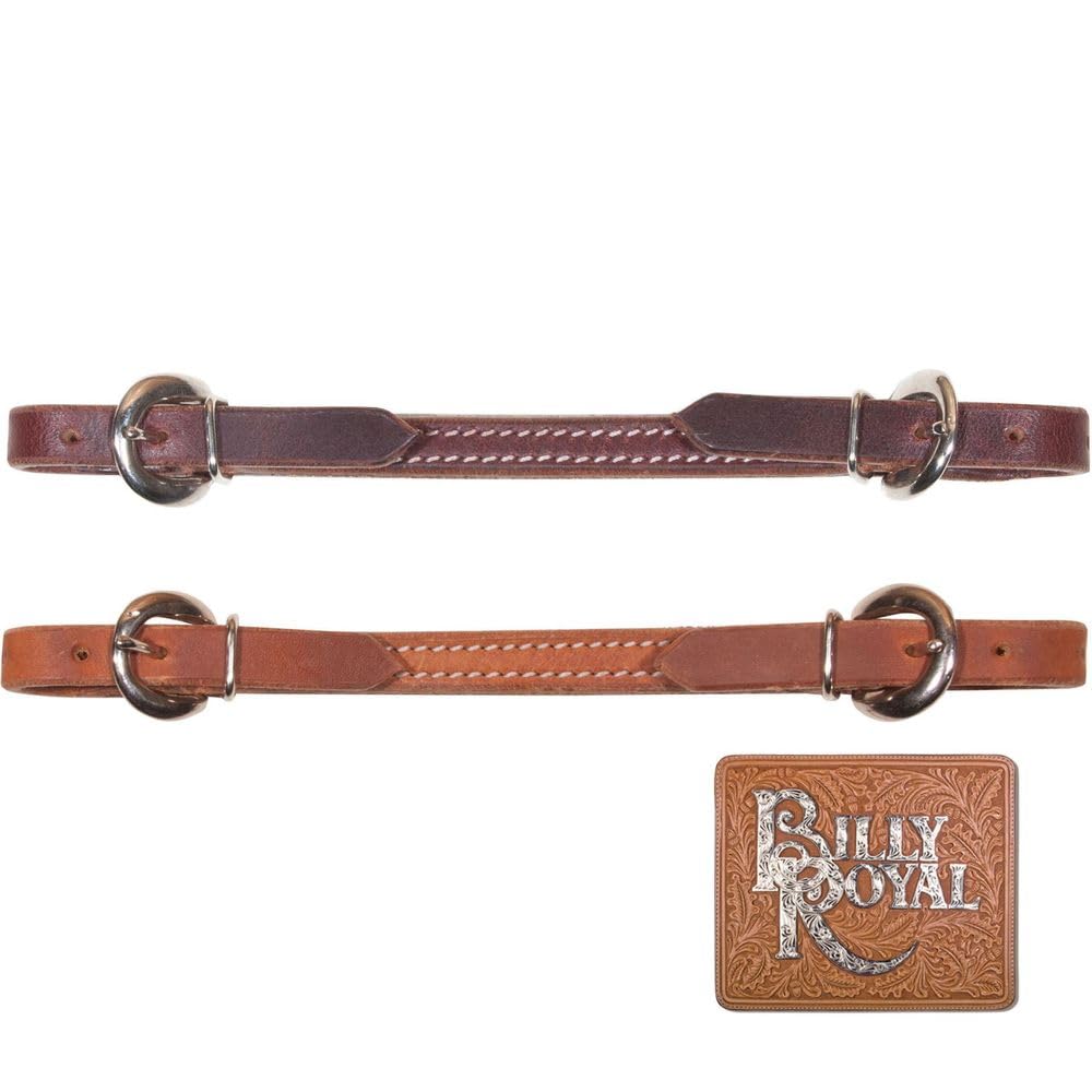 Billy Royal Harness Leather Curb Strap | Perfect for Everyday Use | Premium Supple Leather | Stainless Steel Buckles | Ample Adjustment | Color Light Oil