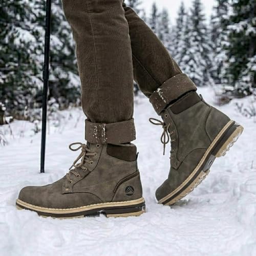 Image of CC-Los Men's Waterproof Winter Snow Ankle Boots, Fleece Lined Non-Slip
