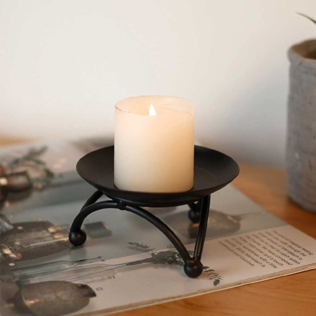 Piastra in Ferro, pilastri, candelieri per tavoli da Pranzo per Feste di Matrimonio, Decorazione per la casa, portacandele Neri