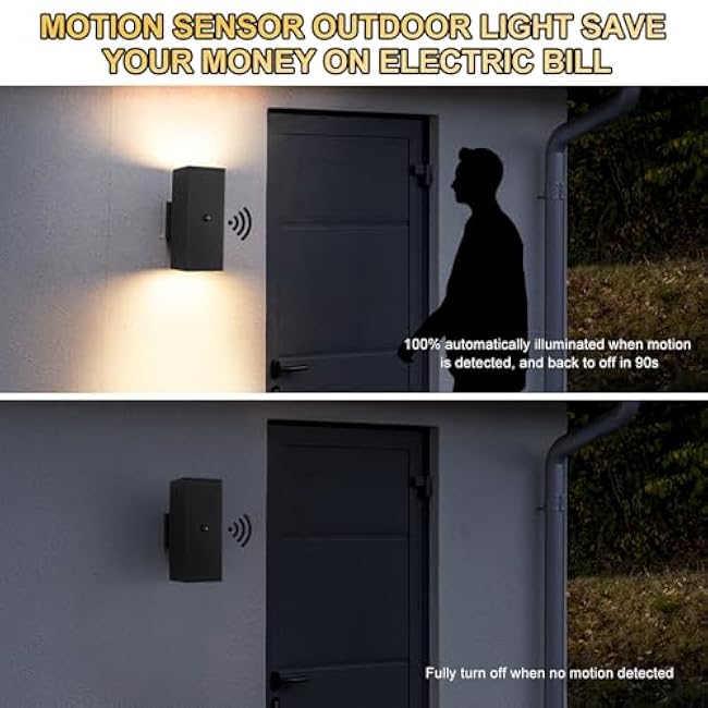 Motion Sensor Outdoor Light Fixture Wall Mount Wall Sconce Lamp Black Coach Lights