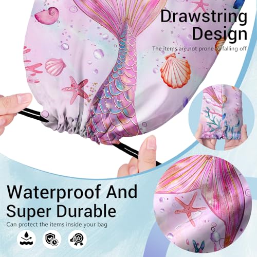 Image of Pink Scales Tail Grip Bag for Gymnast Lightweight Gymnastics Drawstring Bag Small Storage Pouch