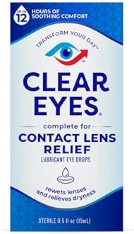 Clear Eyes Contact Lens Relief Eye Drops,0.5 Fl Oz (Pack of 2)