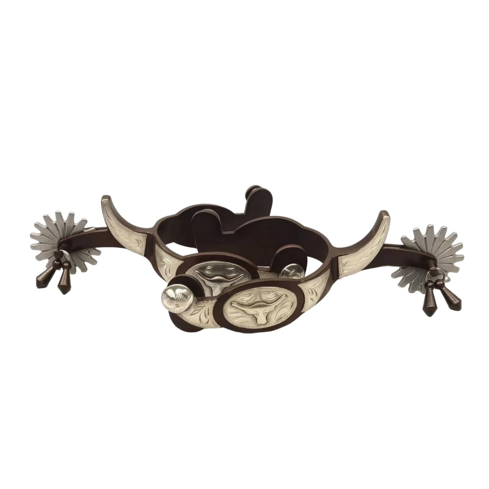 rockible Éperon d'Équitation à Molette Tournante Éperon Western Éperon de Cheval Éperon de Bottes Décors Gravés et Embossés en Acier Faible Carbone pour