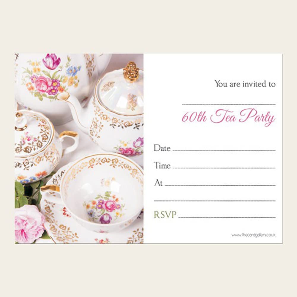 Dotty about Paper Tea Party Invitations - Vintage China - Pack of 10-60th (852)