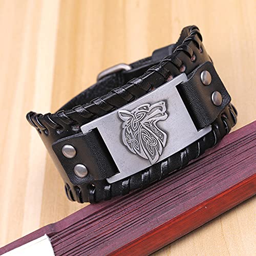TURTLEDOVE 2 PCS Viking Wolf Leather Bracelet - Norse Viking Runes Amulet3