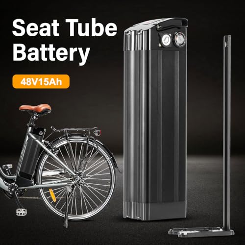 YS YOSE POWER 48V 15AH Lithium Ebike Battery Seat Tube 250W 350W 500W 750W 1000W Bicycle Electric Bike Battery with Charger 2Pins Discharge Port 30A BMS Silverfish E Bike Batteries