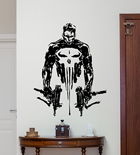 Punisher Wall Vinyl Decal Peel and Stick Decal Wall Sign Superhero Wall Sticker Video Game Gaming Wall Decor Punisher Wall Art Kids Teen Room Wall Design Modern Bedroom Wall Decor Mural 151zzz