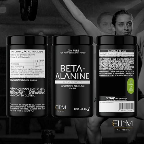 Beta Alanina Pura 1 Kg ELLYM NUTRITION Performance Para Treino e Recuperação Muscular Pós Treino