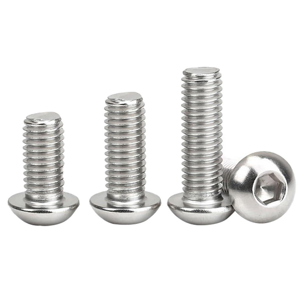 Lot de 100 boulons à tête cylindrique M6 x 20 mm en acier inoxydable, vis à tête cylindrique M6, vis à métaux argentées avec tête ronde pour réparation de menuiserie maison