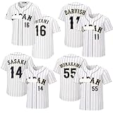 [EESDCOS] 侍ジャパン風のユニフォーム グッズ 大谷翔平 佐々木朗希 村上宗隆 ダルビッシュ有 16番 55番 刺繍 野球 衣装 夏服 男女兼用 記念シャツ 半袖 スポーツ 通勤 通学 個性的 通気性 半袖 レプリカ (L,55番)