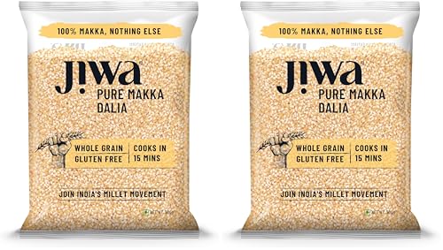 Image of Jiwa Pure Makka Dalia | Cooks In 15 Minutes | Wholegrain | Broken Corn /Makki Daliya | Gluten Free | 500 g (Pack of 2)