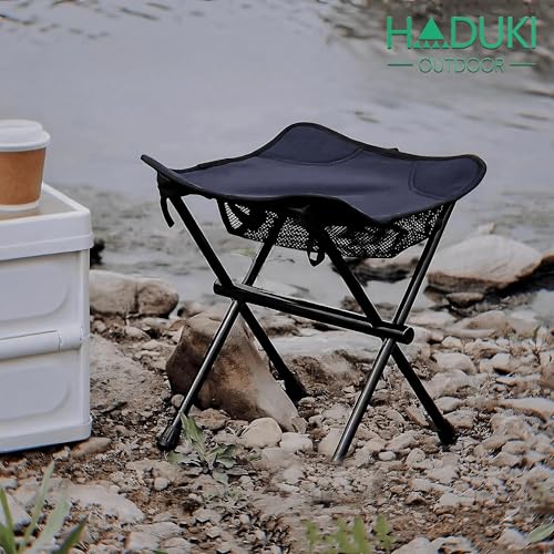 HADUKI-Camping-Chair-Foot-StoolFolding-Lightweight-Stool-Portable-Collapsible-Camping-Stool-Retractable-Chairs-with-Carry-Bag-220LBS-Camping-Stools-for-Indoor-Or-Camping-Fishing-Hiking-BBQBlack