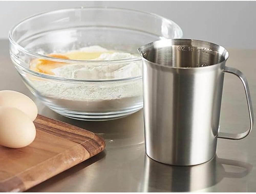 CURTA 18/8 Stainless Steel Measuring Cup with Handle and Pour Lip, Metal Pitcher with Oz and ML marking, 16OZ/500ML- 2 Cup), Heavy-Duty Pitcher - Image 5