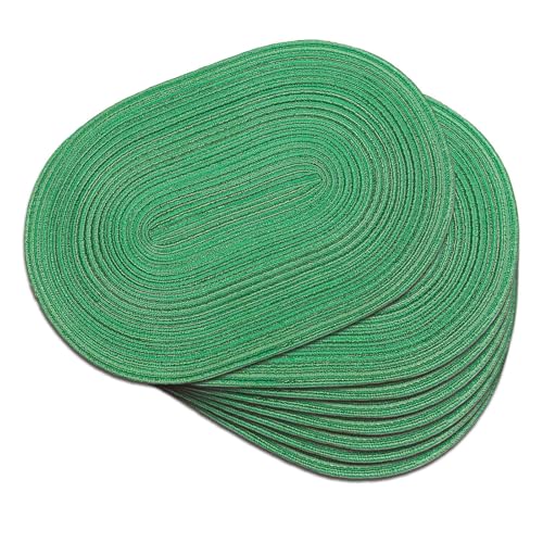 Noctiflorous Woven Oval Braided Placemats Set of 8-12 x 17.5 Inch Washable Non-Slip Heat Resistant Table Mats for Kitchen and Dining（Green Shine, 8 by Noctiflorous - Used condition - US$7.96