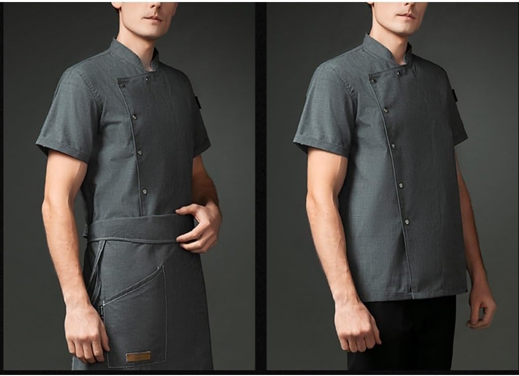 Unisex Chef Work Uniform Short Sleeve Breathable Chef Jacket Mens Womens Chef Coat Restaurant Kitchen Chef Tops