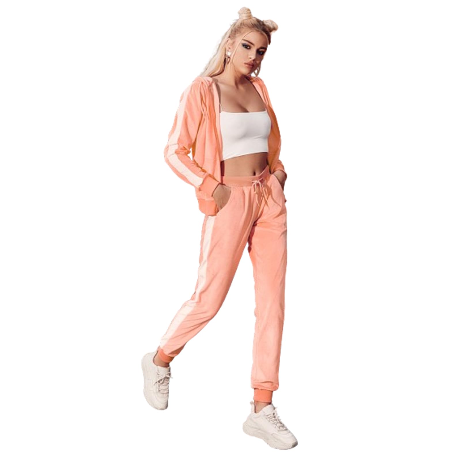 TanBridge 2 Piece Outfits Women's Velour Sweatsuits Long Sleeve Zip Up Hoodie Sweatpants Tracksuits for Women