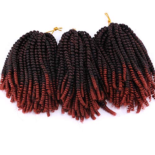 3 Packs Spring Twist Crochet Braids Hair Fluffy Curly Synthetic Hair Extensions Bomb Twist 8 Inches 30Strands 110Gram/Pack (M1B/350#)
