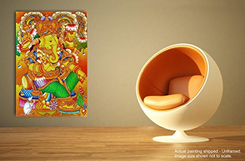 Image of Tamatina Kerala Mural Art Canvas Painting|Sri Ganesh|Art|Size-13X9 Inches.c129