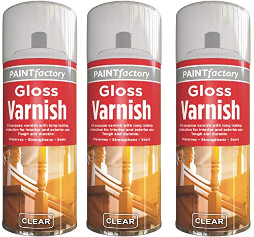 3 x 250ml Clear Gloss Varnish Spray – Acrylic Wood Finish Spray for Indoor & Outdoor Use – Quick Dry, Durable Sealer for Furniture, Craft, Paint, All-Purpose Protection HitlineUK