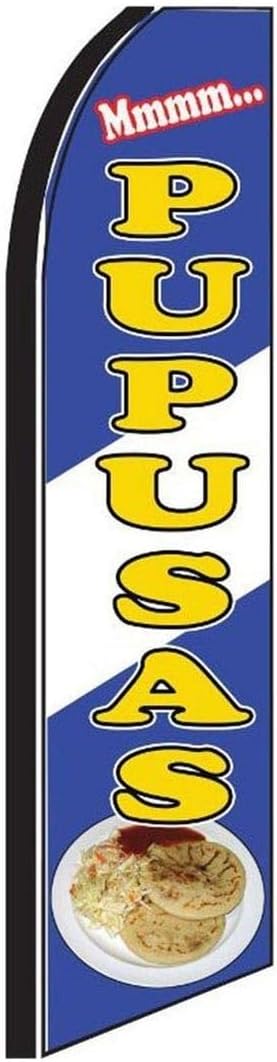 Pupusas Feather Flag | 3ft W x 11.5ft H | Durable Super-Knit Polyester | Outdoor Advertising Banner Flag for Promotions