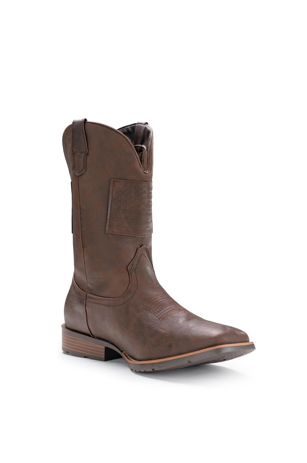 iuv cowboy boots for men wide western boot traditional american flag retro square toe country work boots