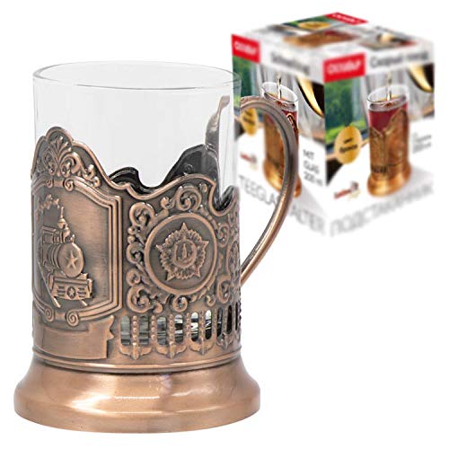 legro Porta bicchiere da tè a trazione rapida bronzo (con vetro 200 ml)