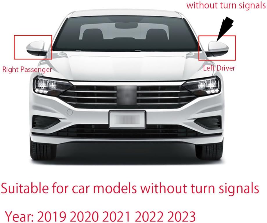 Left Driver Side Mirror Cover Replacement Compatible With Volkswagen Jetta 2019 2020 2021 2022 2023 2024 Rearview Mirror Cover Without Turn Signal (grey left)