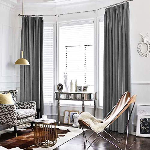 jinchan Grey Velvet Blackout Curtains for Living Room 
