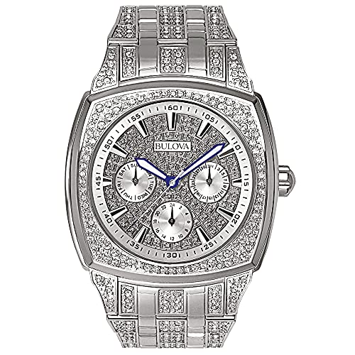 Blue Dial Iced Out Bulova Watch Men's Bulova Mens Watch Iced