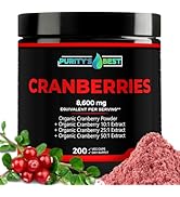 Purity’s Best Cranberry Organic Cranberries | 200 Veggie Caps | Cranberry Extract 8,600 Mg Streng...