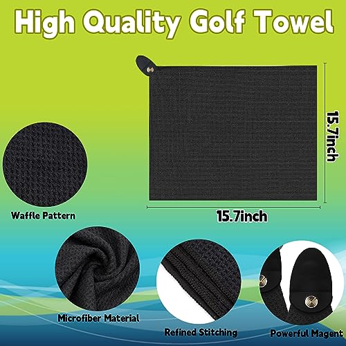 Pacote com 2 toalhas de golfe magnéticas e 1 pacote com escova de taco com limpador de ranhuras e cl