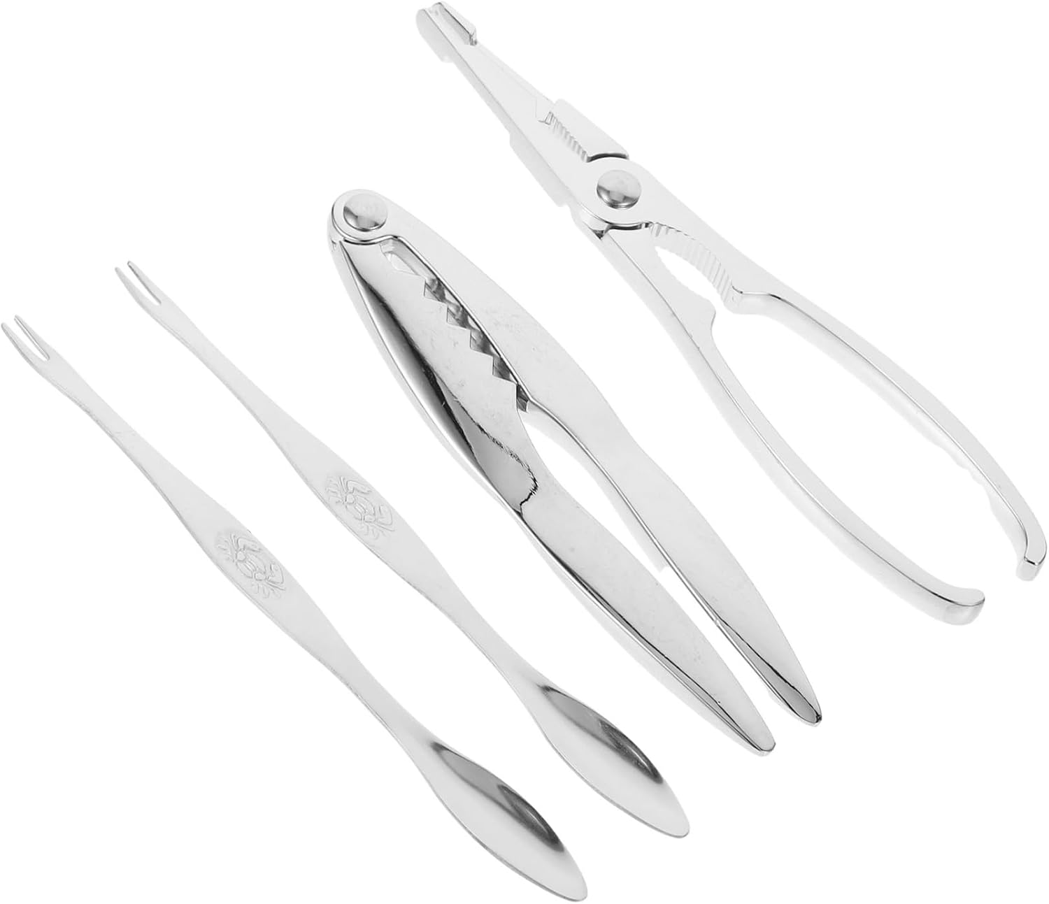 4pcs Seafood Tool Stainless Steel Crab Leg Pliers Multi-function Scissors Forks Anti-skid Design for Effortless Crab Peeling Lobster and Shellfish Lovers
