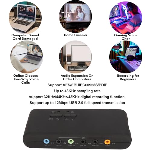 Ouitble USB 7.1 Zewnętrzna Karta Dźwiękowa 8-kanałowa 12 Mb/s USB Soundbox 32KHz/44KHz/48KHz Podwójne Mikrofon na Komputerze na Komputerze PC na Komputerze Laptopa na PC na Komputerze PC