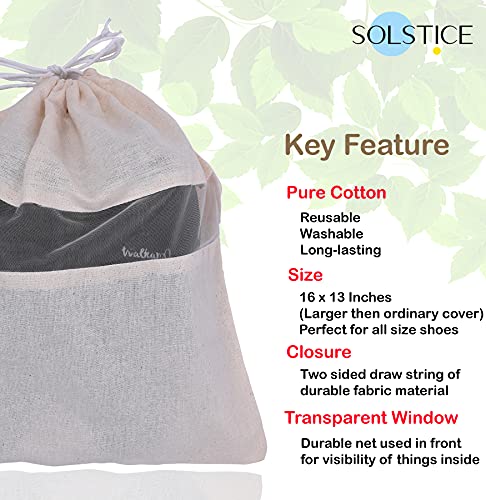 Image of SOLSTICE Cotton Shoe Cover | Washable Reusable Bag for Shoes /Flip Flops | Travelling and Storage (Pack of 10)