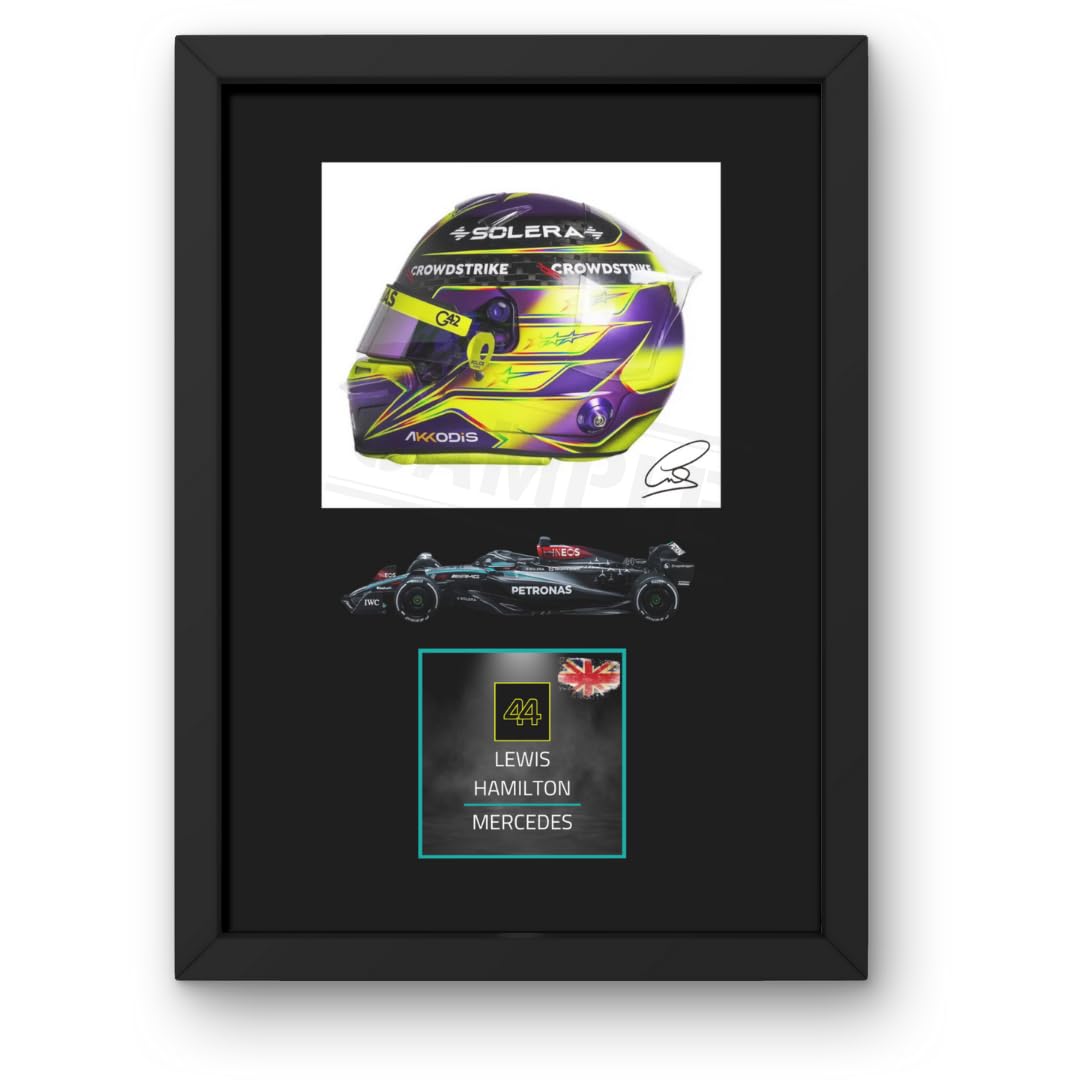 Lap Legends Red Multicolour Lewis Hamilton Framed Display Gift With Reproduced Digital Signature (2024 Car)