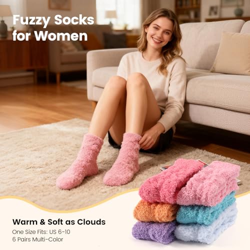 Image of Womens Fluffy Fuzzy Socks,Winter Cozy Soft Warm Socks Gifts for Womens | Soft Comfortable Warm Womens Fluffy Fuzzy Socks