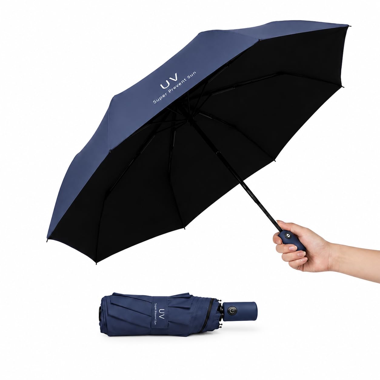 UV Protection Travel Umbrella for Sun & Rain, SPF 50+ Auto Open Close 3 Fold Compact, Windproof Lightweight Portable Umbrella for Men Women Kids, Travel & Daily Use-image-27