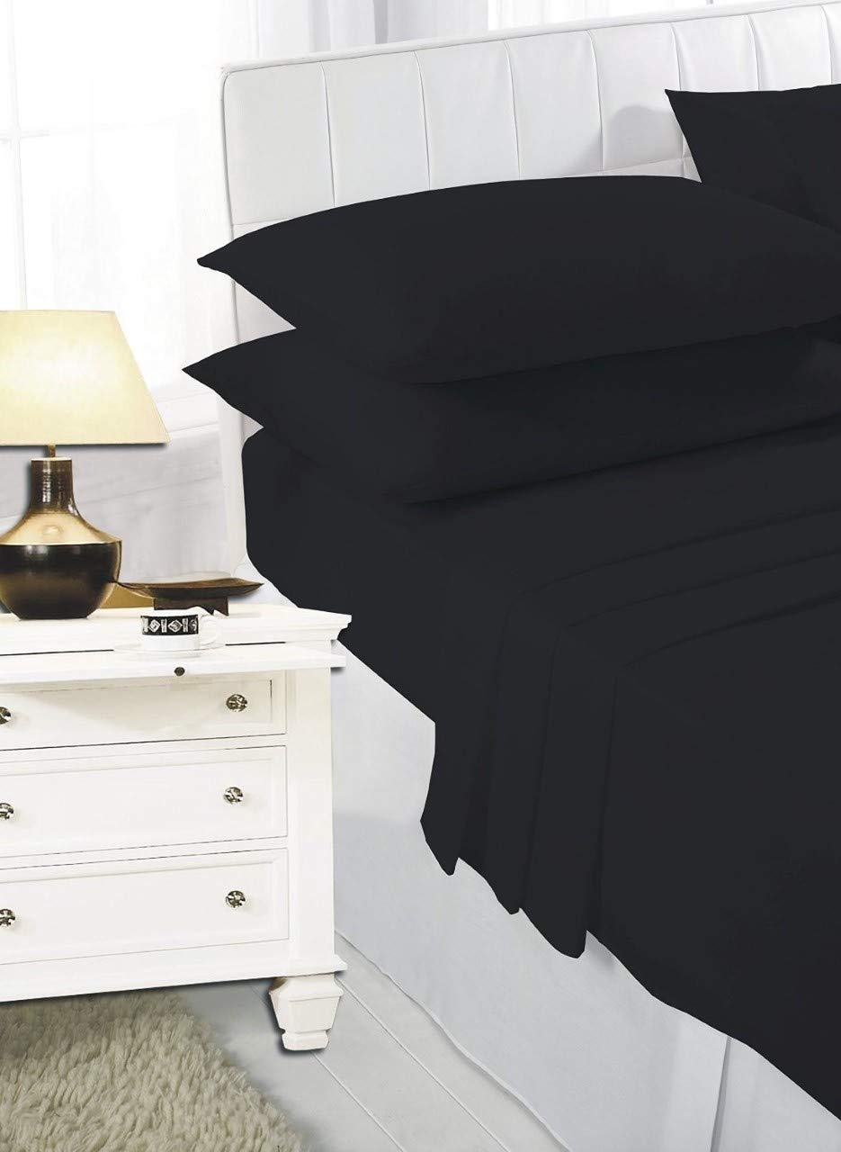 Ethel May Extra Large Luxury Pillowcase Pair Polycotton 22x31 inch, 55x78 cm To Fit Large Pillow, Box Pillow, By Papa Jones Ltd, Pillowcases, Pillow Cover Elegant Comfort, (Black)