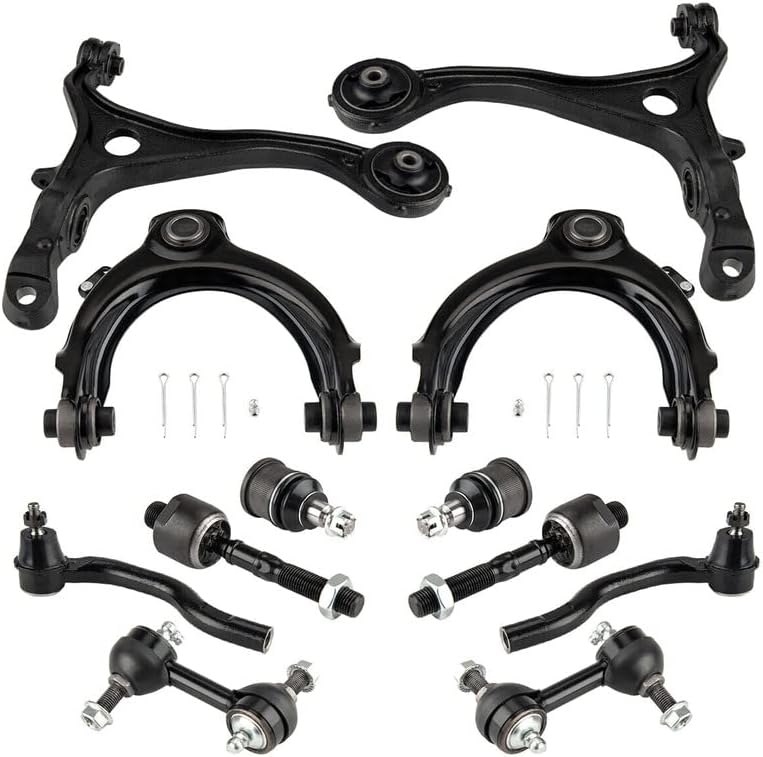 12pcs Lower Upper Control Arm Tie Rod Suspension Kit Compatible With 2003-2007 Accord (Exclude 2005 Accord EX Sedan 4-Door 3.0L) Replace K90457, K90456, EV80210, 51210SDAA01, 51210SDAA02
