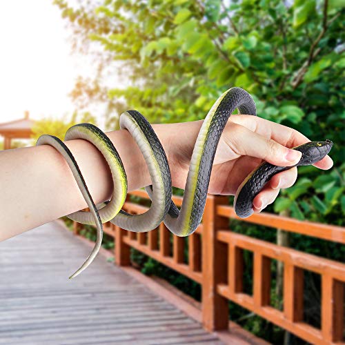 Onesing 22 Pcs Fake Snake Rubber Snakes Realistic Snake 18-48 Inch Halloween Black Snake Toys For Garden Props To Scare Birds, Squirrels, Mice, Pranks Stuff, Easter Gift Party Decoration #TOP5